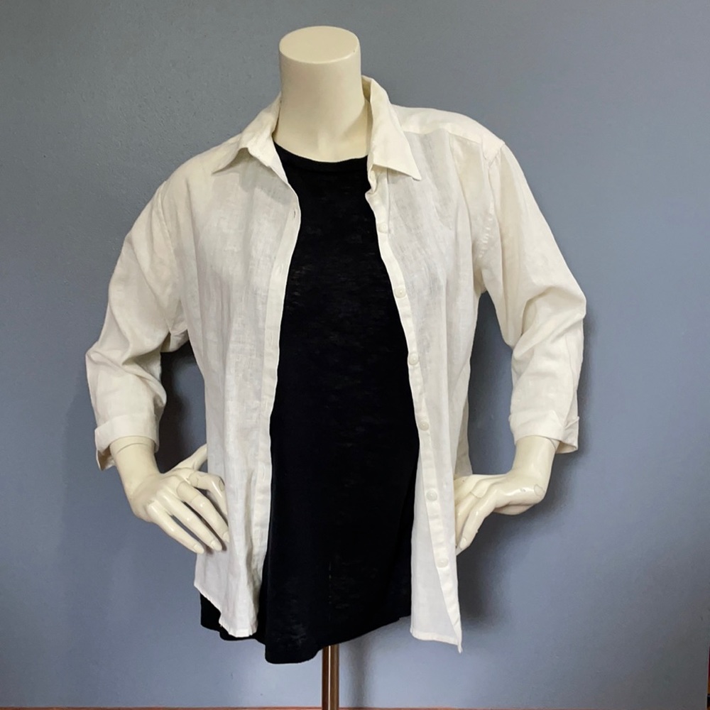 Christopher&Banks Hemp/Cotton Button Down Top